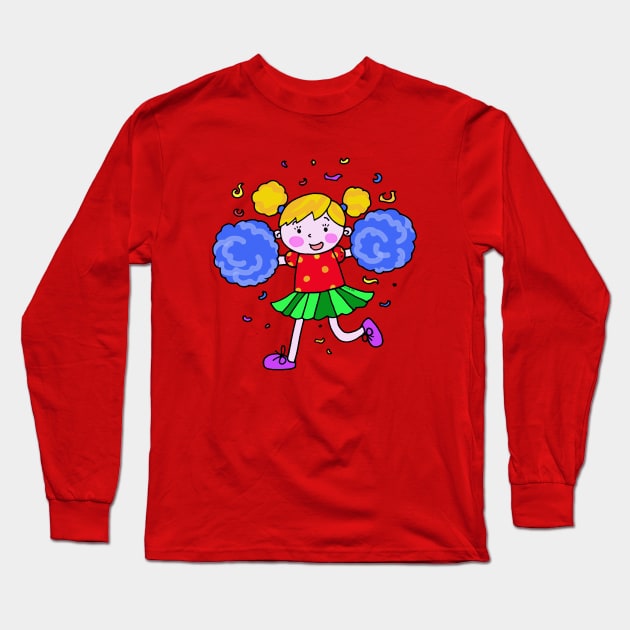 cute cheerleader girl Long Sleeve T-Shirt by cartoonygifts